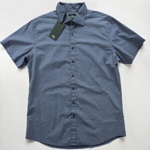 RODD & GUNN Oxford Terrace SS Shirt Floral Button Up Mens Large Sport Fit Blue